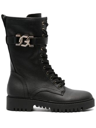 Guess Co Oriss logo-plaque boots - Nero