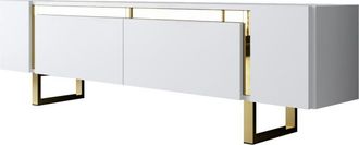 Asir Group LLC Mueble Tv, Mesa Tv, Mueble Bajo. Stand Blanco Gold