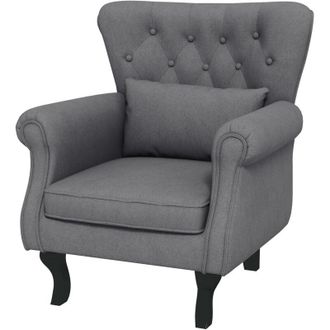 HOMCOM Poltrona Vintage in Tessuto Imbottita con Cuscino Lombare Grigio Scuro