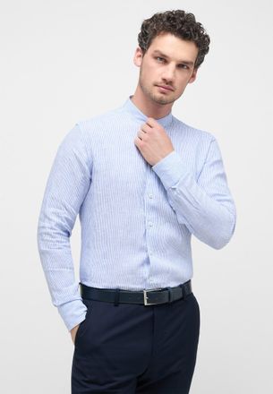 Eterna Langarmhemd ETERNA SLIM FIT, Herren, Gr. 42, N-Gr, blau, 100% Leinen, schmal, Manschette, Hemden Langarmhemd, EASY IRON (b&uuml;gelleicht)