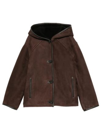 Yves Salomon Lambskin Suede Jacket with Shearling-Lined Hood