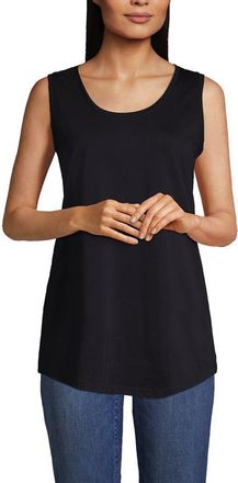 Lands End Supima Cotton Tunic Tank Top in Black at Nordstrom, Size Large