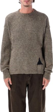 Roa Dropstitch Melange Mohair Intarsia Logo Oversized Sweater