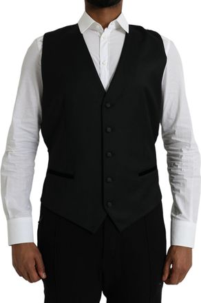 Dolce & Gabbana Mens Black Wool Vest Classic Fit - Size EU 54 (Mens)