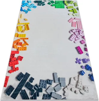 RugsX BAMBINO 38480 washing carpet Construction kit for children anti-slip - grey / yellow multicolour 140x200 cm