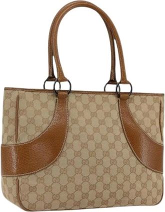Gucci Pre-owned Handbags, female, Beige, Size: ONE SIZE Pre-owned Canvas handbags