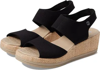 Bzees Reveal Ankle Strap Wedge Sandals Womens Sandals Black : 8.5 M, Synthetic/Textile