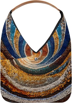 Generic Mosaic Spiral Pattern Reusable Lightweight Grocery Bags - Foldable Into Compact Pouch, Washable & Sturdy, Multipurpose for Shopping and Travel