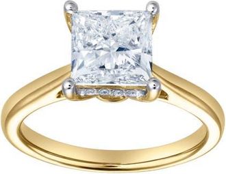 LuvMyJewelry Genoveva 14K Yellow Gold Princess Cut Lab Grown Diamond Hidden Halo Engagement Ring - 2.2 Ct at Nordstrom, Size 7
