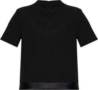 Jil Sander Wol trui met korte mouwen - Dames - Blouses - Zwart - 2XL - Wol - Overhemden