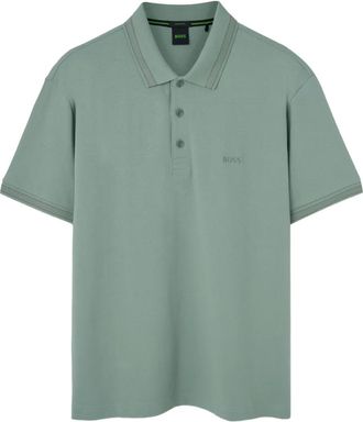 BOSS Polo in cotone con ricamo logo - Verde