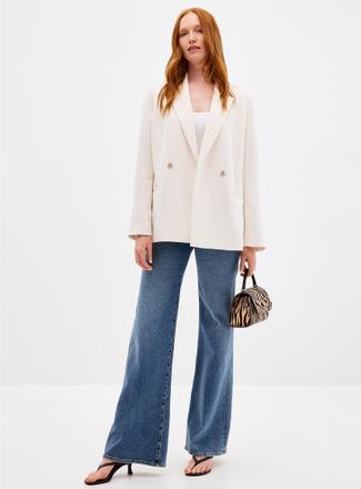 Contemporaine Womens Double-breasted textured crepe Blazer Jacket