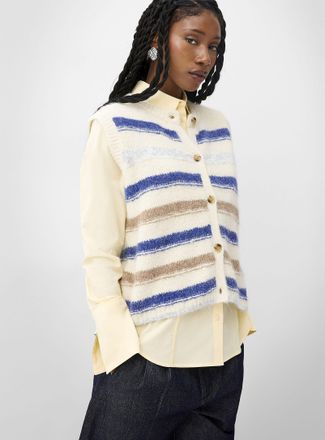 Vero Moda Womens Fuzzy-knit broad stripes vest