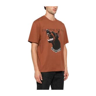 Ih Nom Uh Nit T-shirt met hondenprint - Heren - Tops - Bruin - Maat: L Zijde