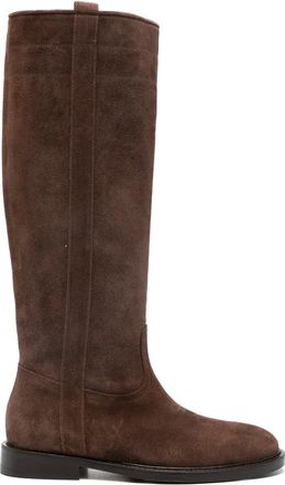 Anna F. Stivali con cuciture a contrasto - Marrone