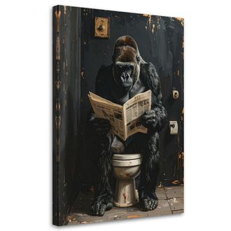 Feeby Impresi&oacute;n De Imagen, Gorila Leyendo El Peri&oacute;dico Negro Y Dorado, 80x120