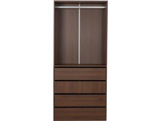 Habitat et Jardin Armario op&eacute;ra Con 4 Cajones Y 1 Espacio Para Colgar - 80 X 45 X 180 Cm - Marr&oacute;n