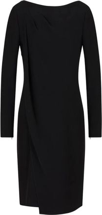 Emporio Armani Short Dresses, female, Black, Size: L Black Long Sleeve Round Neck Dress