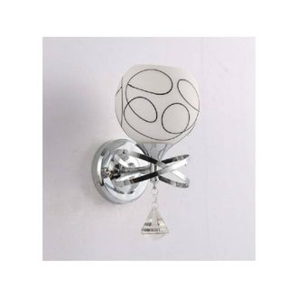 Trade Shop Trade Shop - Applique Moderno Paralume Vetro Sfera Bianca Nera Pendente Cristallo Argento E10