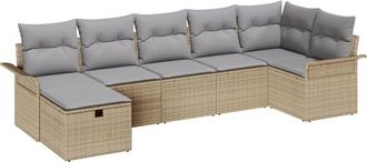vidaXL Garden Sofa Set Manual 7 pcs Beige and Light Grey Poly Rattan vidaXL