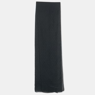 Emporio Armani Navy Blue Honeycomb Pattern Silk Scarf