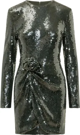 Rotate Rotate Birger Christensen, Kleedjes, Dames, Groen, L, Leer, Sequins Ls Mini Jurk