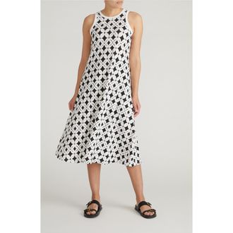 Universal Standard Sardinia Cotton Tank Dress in Black/white Flower Bed Print at Nordstrom, Size X-Small