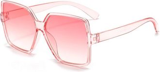 Generic Mens Square Sunglasses Outdoor Vacation Large Frame Sports Sun Glasses(Pink)