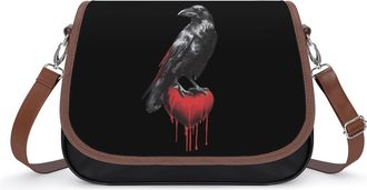Generic Bleeding Heart Black Raven Small Womens Crossbody Bags Shoulder Handbag with Adjustable Strap for Travel