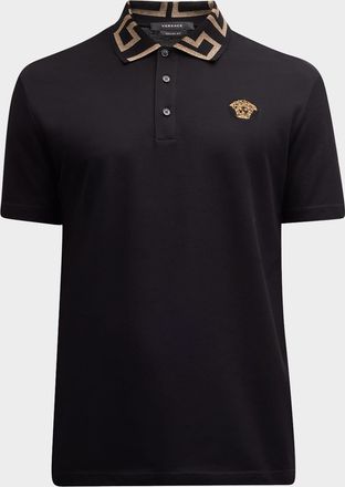 Versace Mens Greca-Collar Polo Shirt