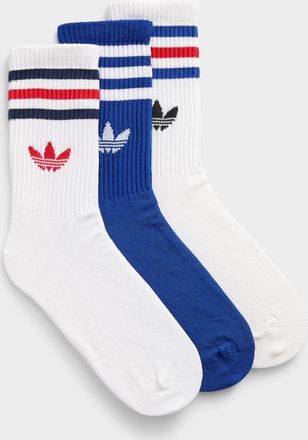 adidas Womens Trefoil triple-stripe logo socks Set of 3