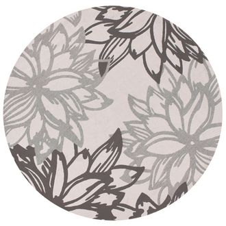 Beliani Alfombra Moderna Para Interior Y Exterior Redonda Con Patr&oacute;n Floral 160 Cm Gris Solapur