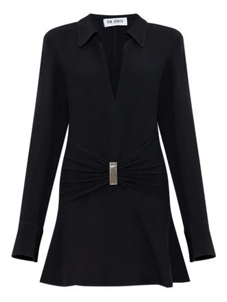 The Attico gathered-detail collared dress - Black