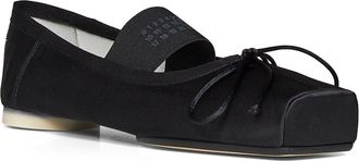 Maison Margiela Womens Ballet Flats Satin Black Calf Leather Ballerina Shoes