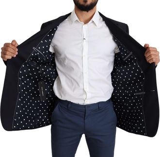 Dolce & Gabbana Mens Black Wool Single Breasted Napoli Blazer Virgin Clothing
