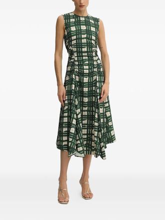 Stine Goya ruched midi dress - women - Recycled Polyester/Elastane - S - Green
