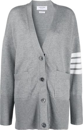 Thom Browne Grey V Neck Cardigan