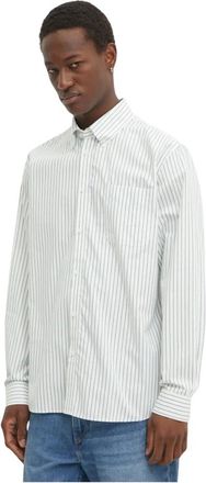 Les Deux Overhemden, Heren, Wit, M, Katoen, Kent Stripe Peached Poplin Shirt