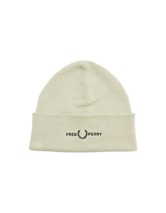 Fred Perry Womens Fred Perry Graphic Logo Light Oyster Cream Beanie - Tan - Size: ONE size