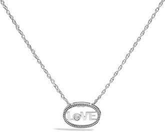 House of Brilliance 925 Sterling Silver Diamond Accent LOVE Beaded Oval Pendant Necklace