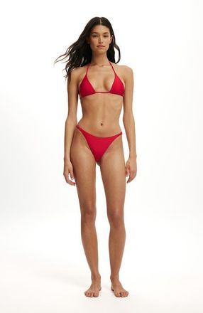 Cotton On Womens Micro String Thong Bikini Bottom in Spicy Red Shimmer at Nordstrom, Size X-Small