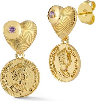 Chloe and Madison Heart Coin Drop Earrings in Gold at Nordstrom Rack