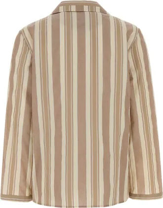 Saint Laurent Womens Striped Cotton Shirt Beige