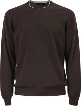 Fay Crew Neck Sweater - Heren - Ronde hals truien - Bruin - 2XL - Katoen - Truien & Vesten