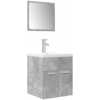 vidaXL Set Mobili da Bagno 3 pz Grigio Cemento in Legno Multistrato vidaXL