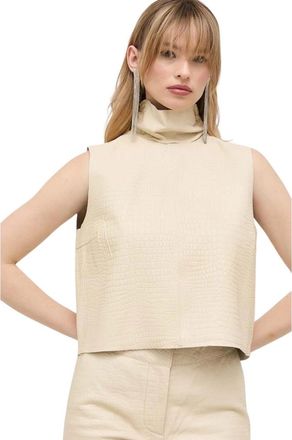 Notes du Nord Blouses - Dames - Tops zonder mouwen - Beige - XS - Leer - Tops