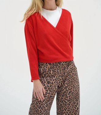 LnA Amira V Neck Sweater In Red