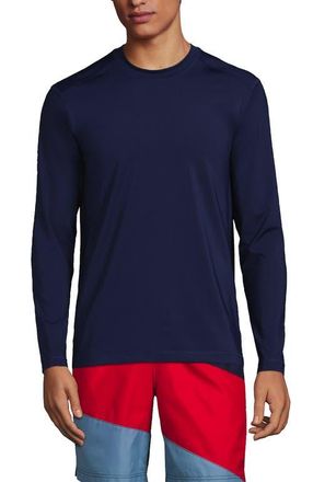 Lands End Long Sleeve Swim Tee Rash Guard in Deep Sea Navy at Nordstrom, Size Xx-Large