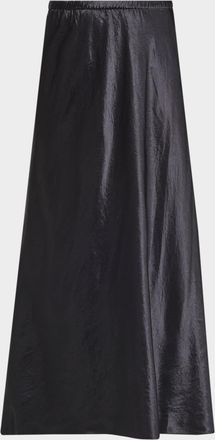 Eileen Fisher Crinkled Satin Straight Midi Skirt
