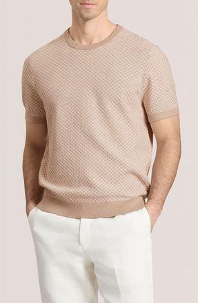 Ted Baker Herringbone Short Sleeve Knit Sweater in Pumice Heather at Nordstrom Rack, Size 6(Xxl)